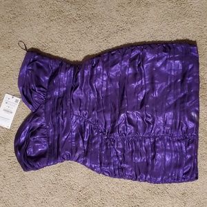 Zara Purple Strapless Ruched Mini Dress